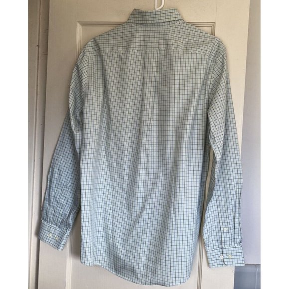 Eddie Bauer Button Down Shirt Mens Medium LS Cotton Green/Blue Checked - Picture 9 of 10